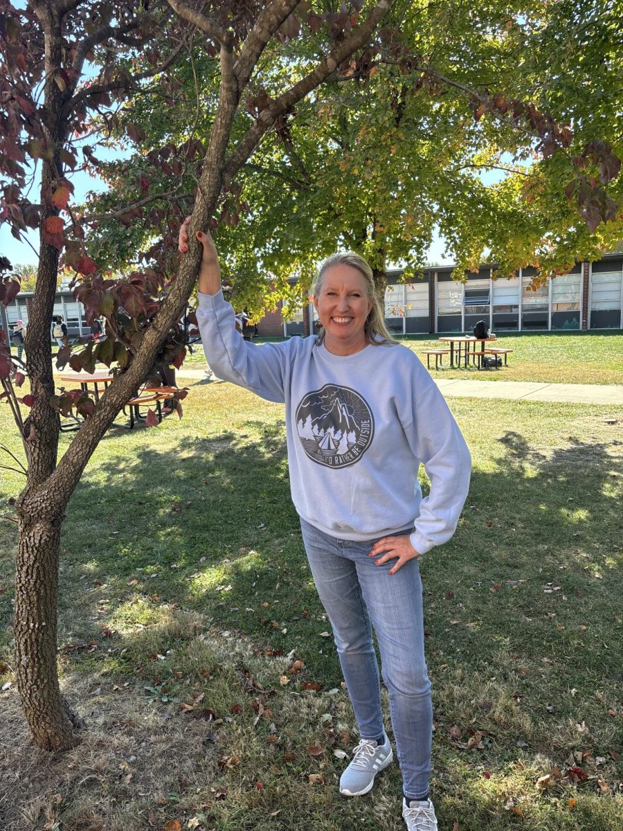 Ms. Starr in the courtyard