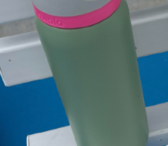 The small gnats surrounding a player's water bottle at a tennis match